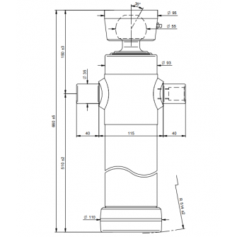 Teleskopski cilinder 2 stopnje 6 ton 995mm s kroglo 3026S